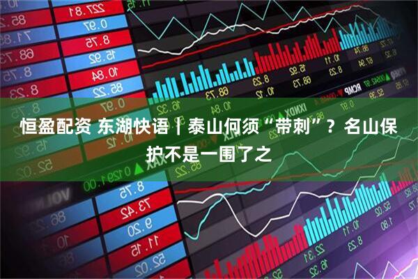 恒盈配资 东湖快语｜泰山何须“带刺”？名山保护不是一围了之